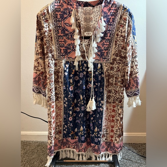 noracora Dresses & Skirts - NWT Noracora women’s Bohemian Floral Dress/Tunic with Tassel fringe size M